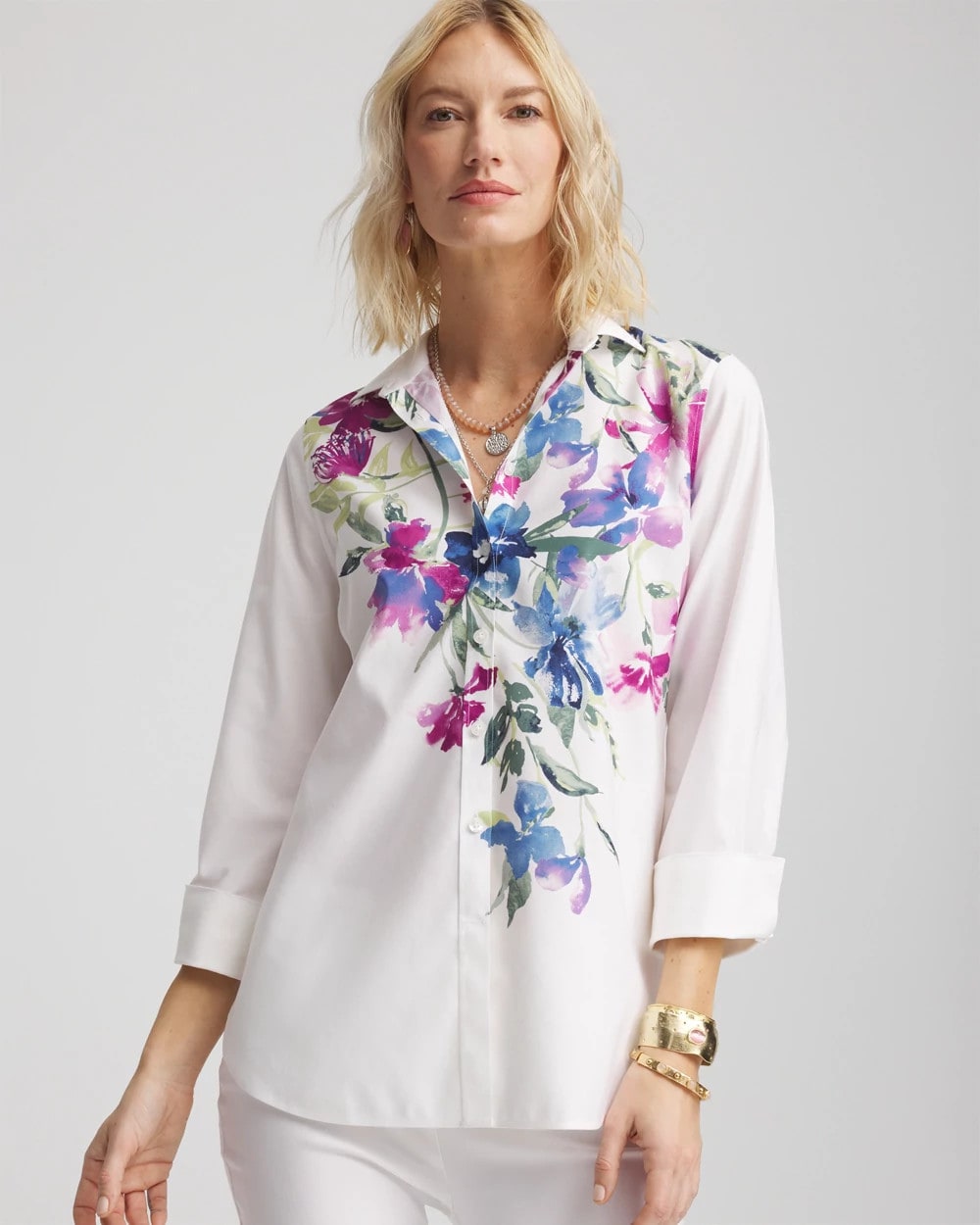 No Iron™ Floral Stretch Shirt | Chico's